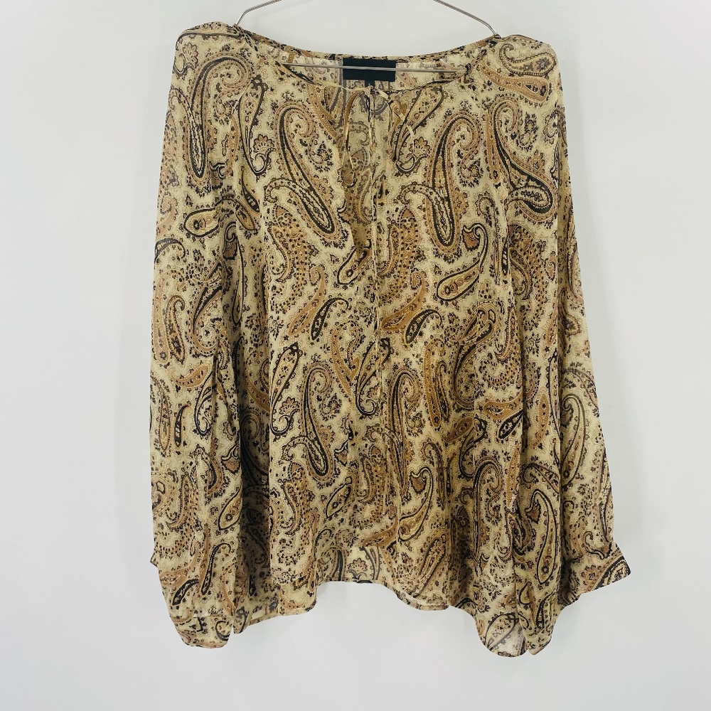 Nili Lotan Paisley Print Long Sleeve Silk Blouse Size Small